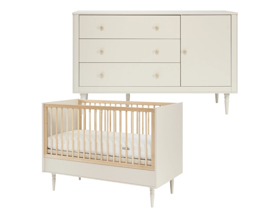 Pinio Petite 2-delige babykamer met grote commode - champagne