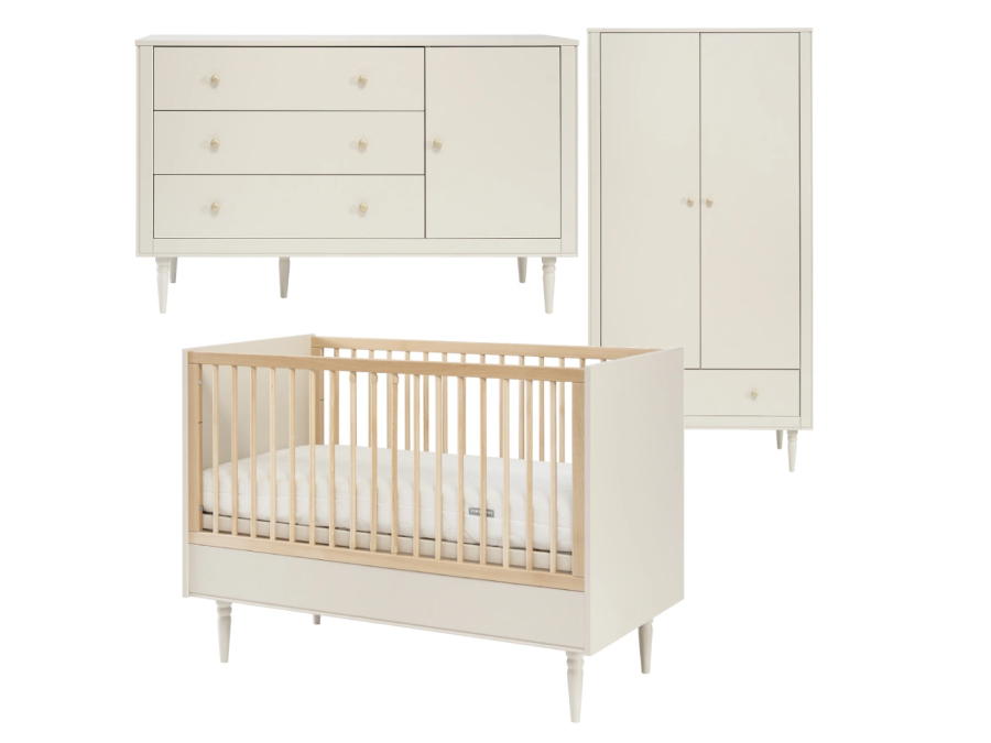 Pinio Petite 3-delige babykamer met grote commode - champagne