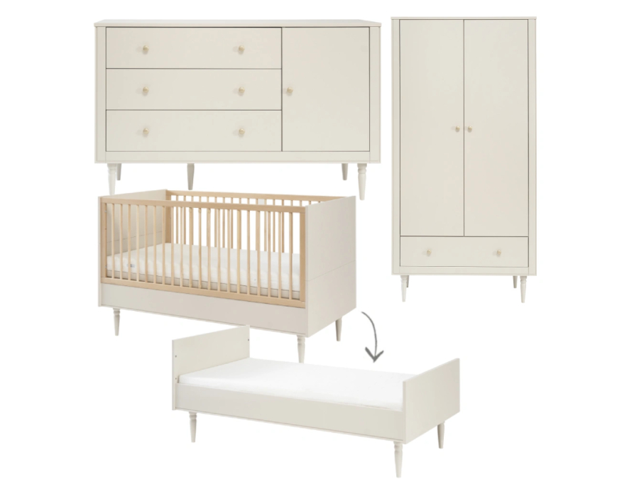Pinio Petite 3-delige meegroeikamer met grote commode - champagne