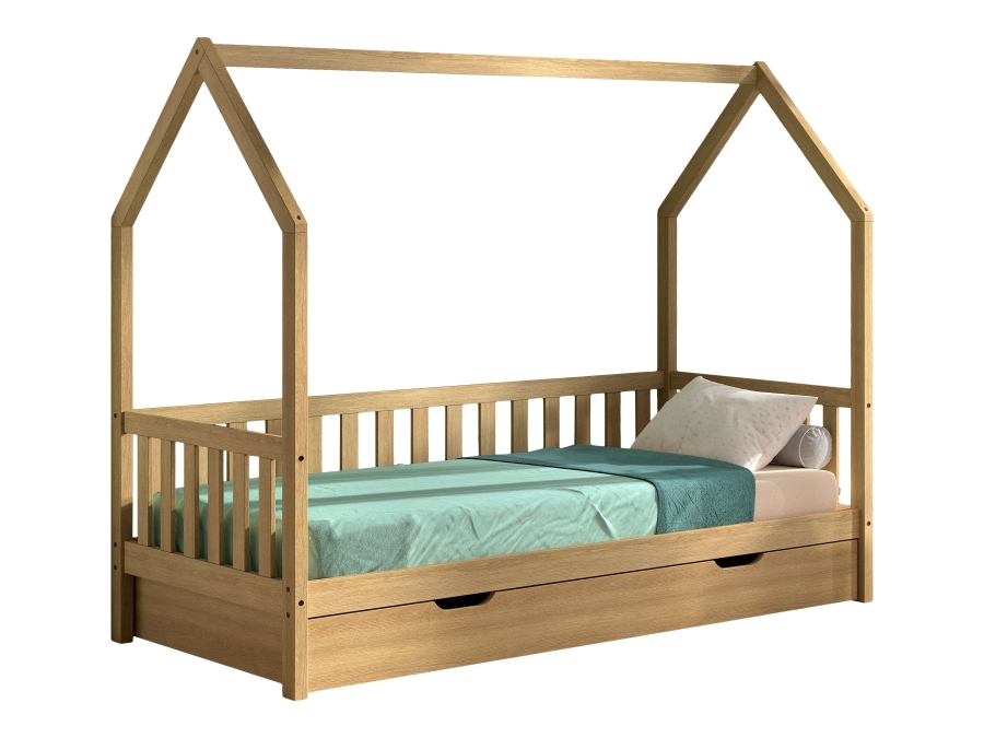 Vipack Cabane huisbed MH met bedlade 90x200 - massief eiken