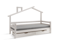 Infanskids huisbed 90x200 met opberglades - wit