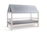Infanskids huisbed met stofdak 90x200 - sterren lichtgrijs