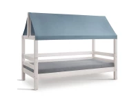 Infanskids huisbed met stofdak 90x200 - Uni petrol