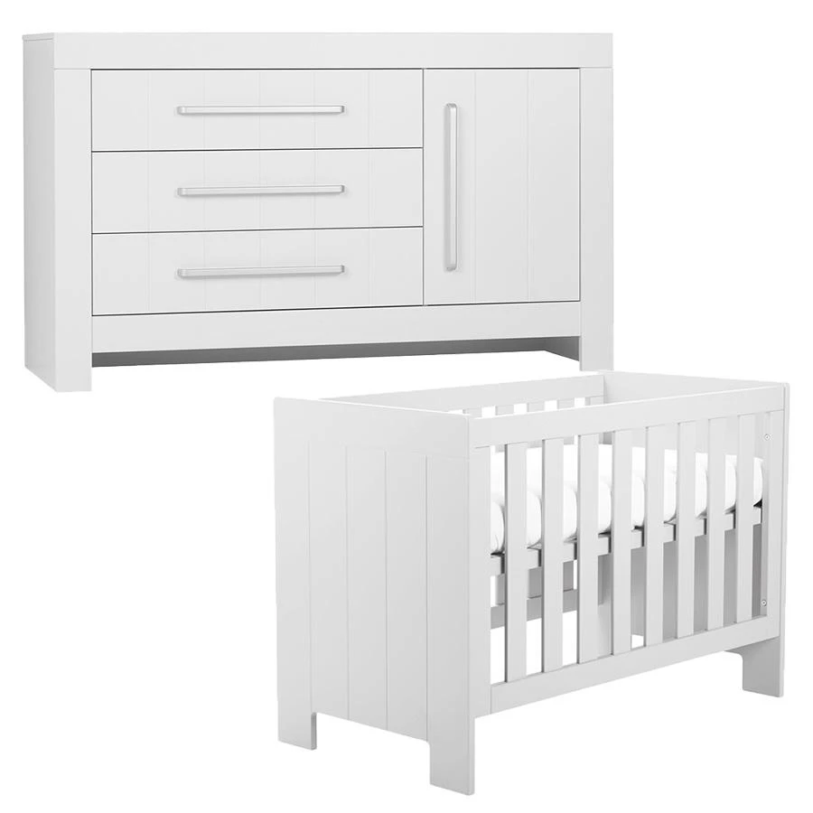 Pinio Calmo 2-delige babykamer met grote commode - wit