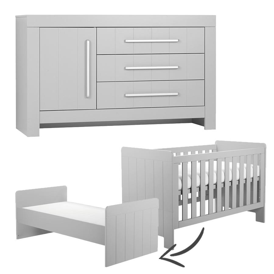 Pinio Calmo 2-delige meegroeikamer met grote commode - grijs