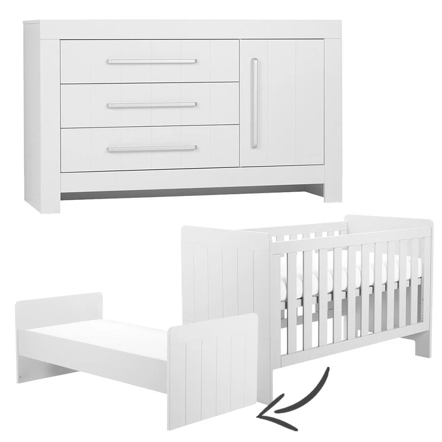 Pinio Calmo 2-delige meegroeikamer met grote commode - wit