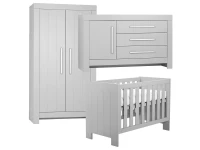 Pinio Calmo 3-delige babykamer met grote commode - grijs