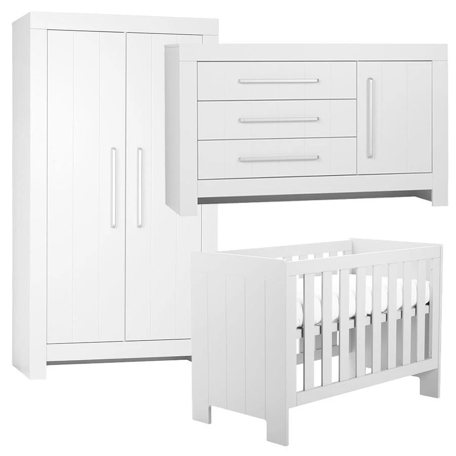 Pinio Calmo 3-delige babykamer met grote commode - wit
