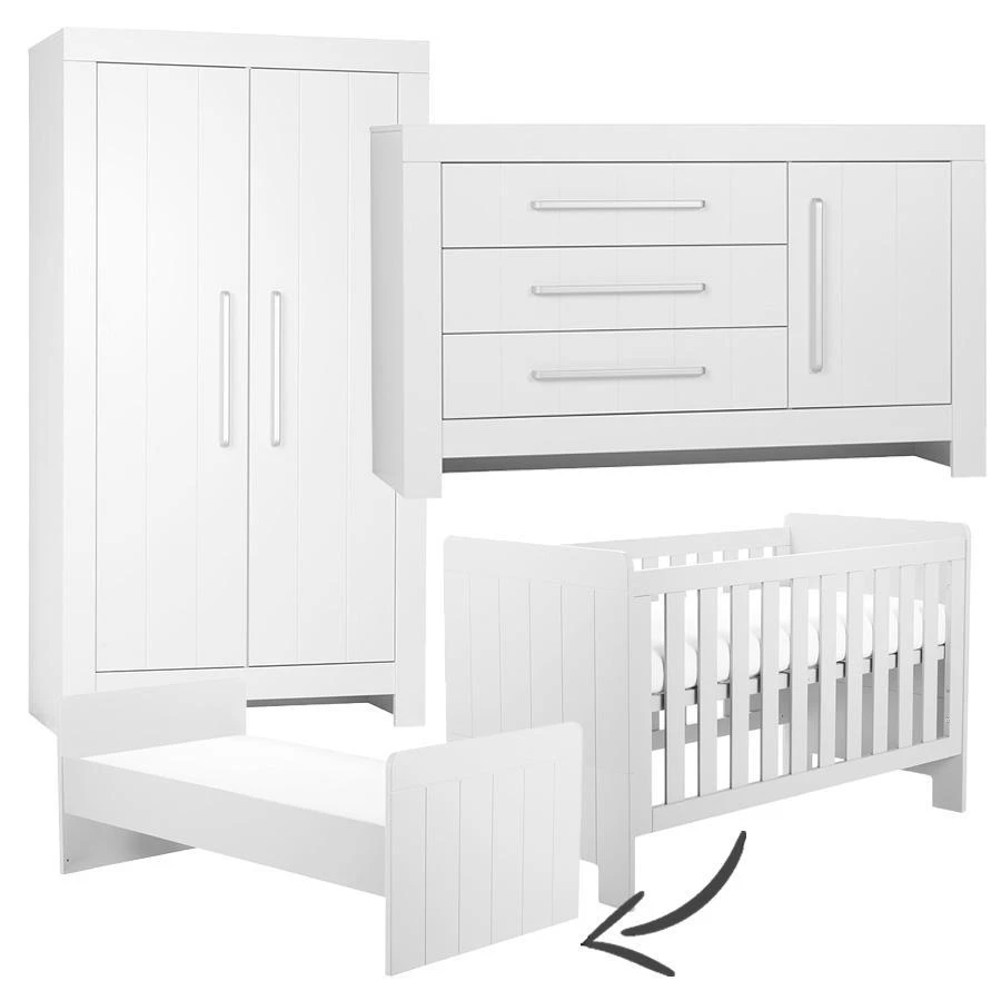 Pinio Calmo 3-delige meegroeikamer met grote commode - wit