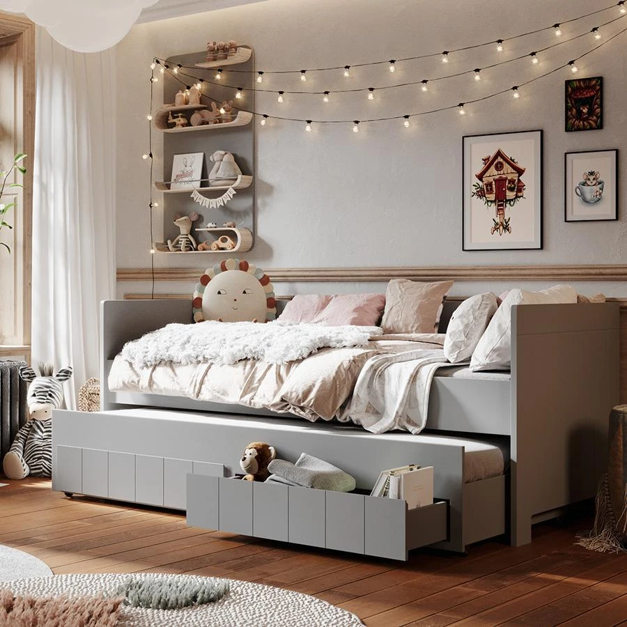 Pinio Calmo bedbank met lades en logeerbed 90x200 - grijs