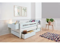 Manis-h Mimer bedbank met lades en uitvalbeschermer 90x200 wit / sky blue