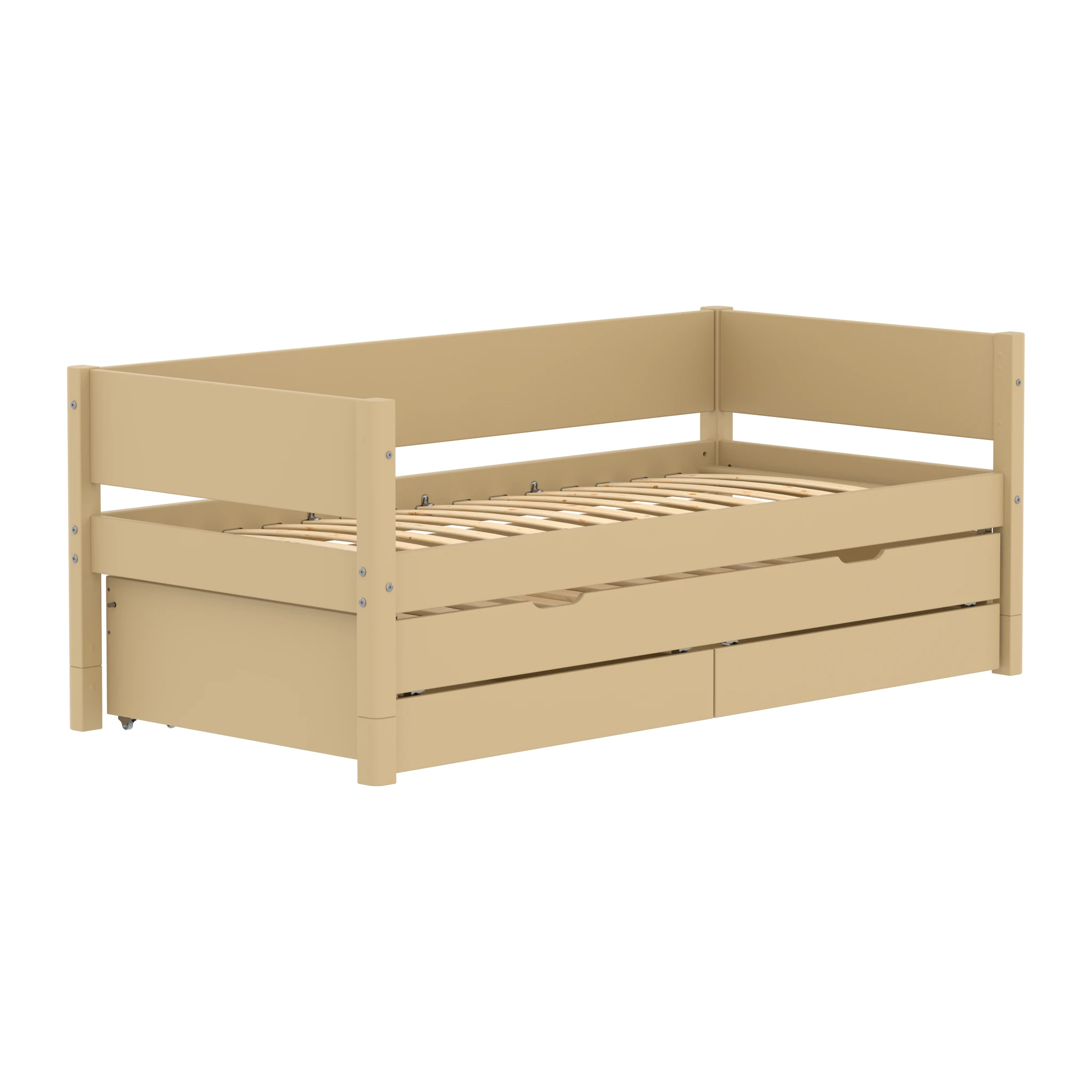 Flexa White Sand bedbank met onderschuifbed en 2 opberglades - beige