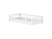 Flexa White Montessori bed met spijlen en uitvalbeschermer