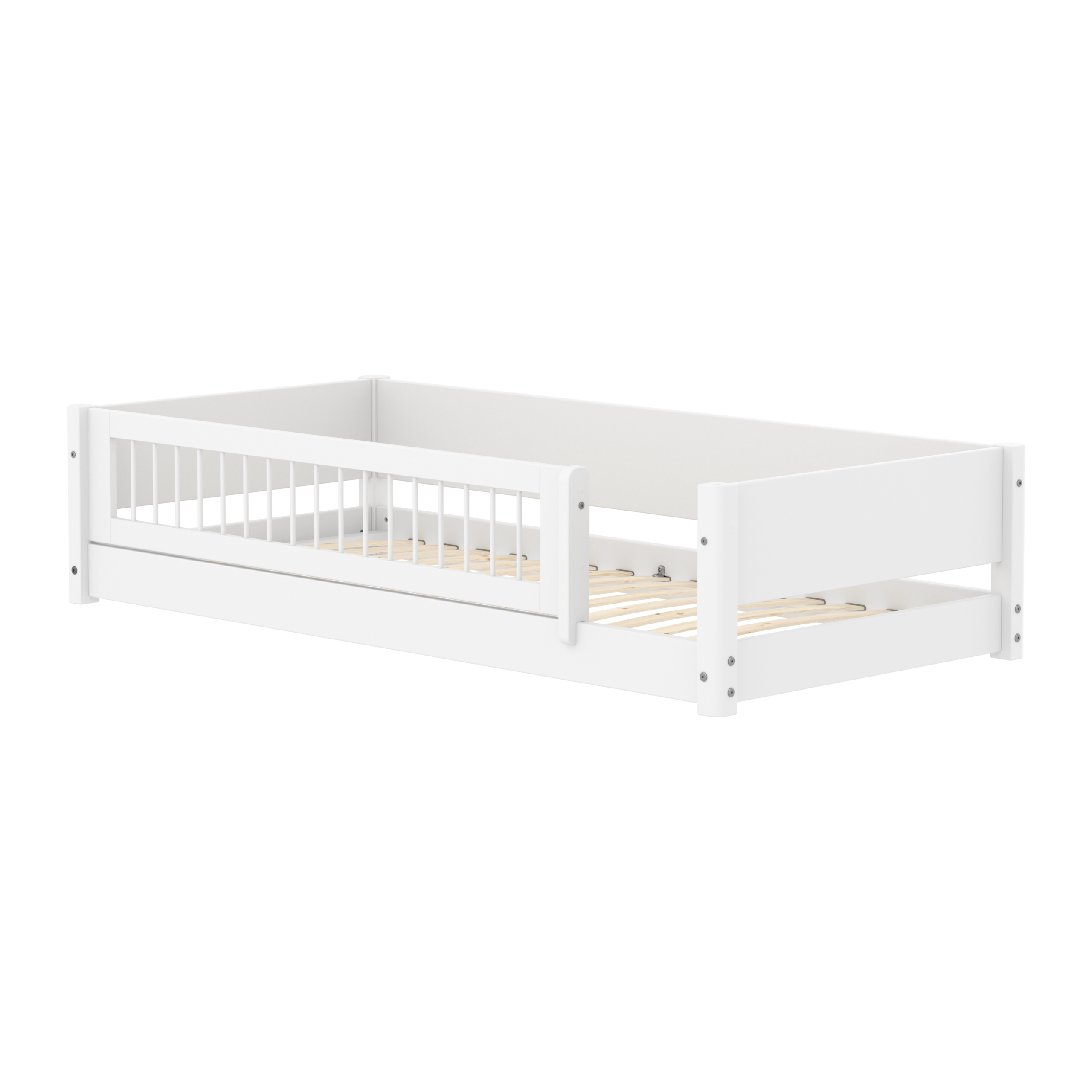 Flexa White Montessori bed met Crossbar uitvalbeschermer