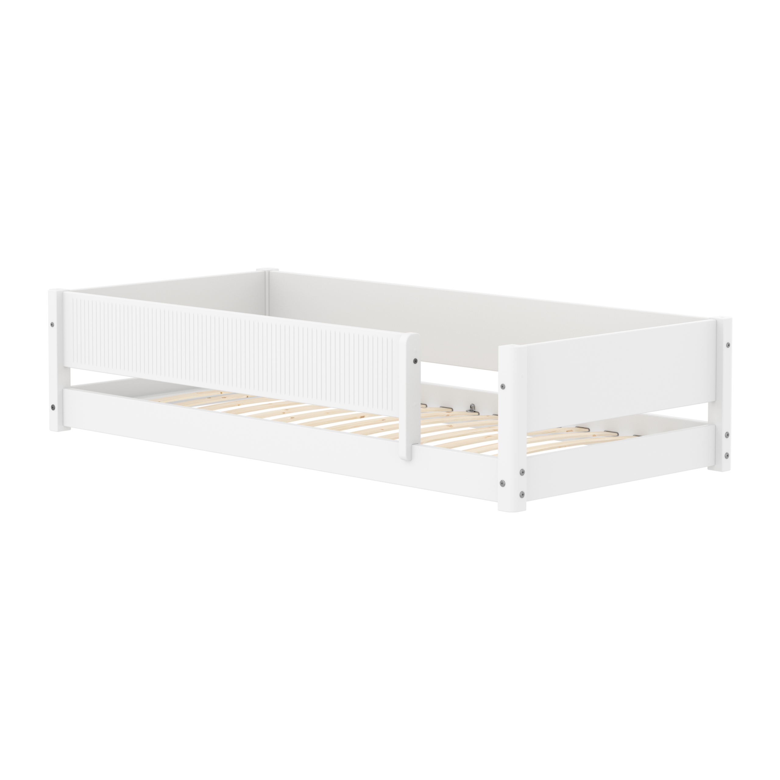 Flexa White Montessori bed met Grooves uitvalbeschermer