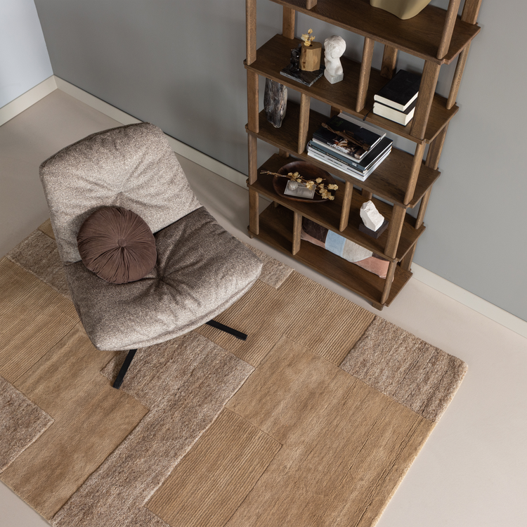 Woood Arve Draaifauteuil bedrukte stof naturel melange - Afbeelding 2
