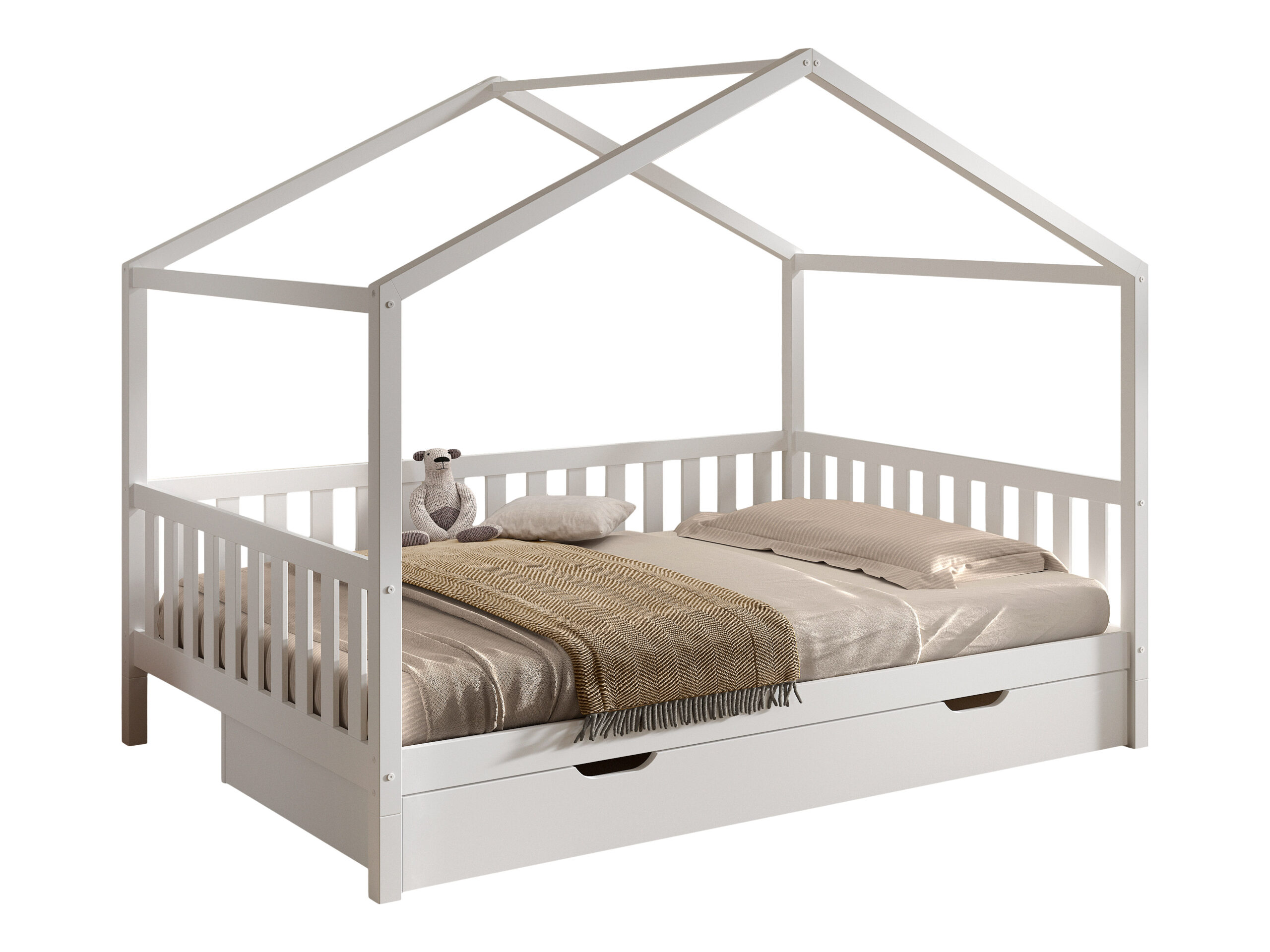 Vipack Dallas combo huisbed met bedlade 140x200 wit