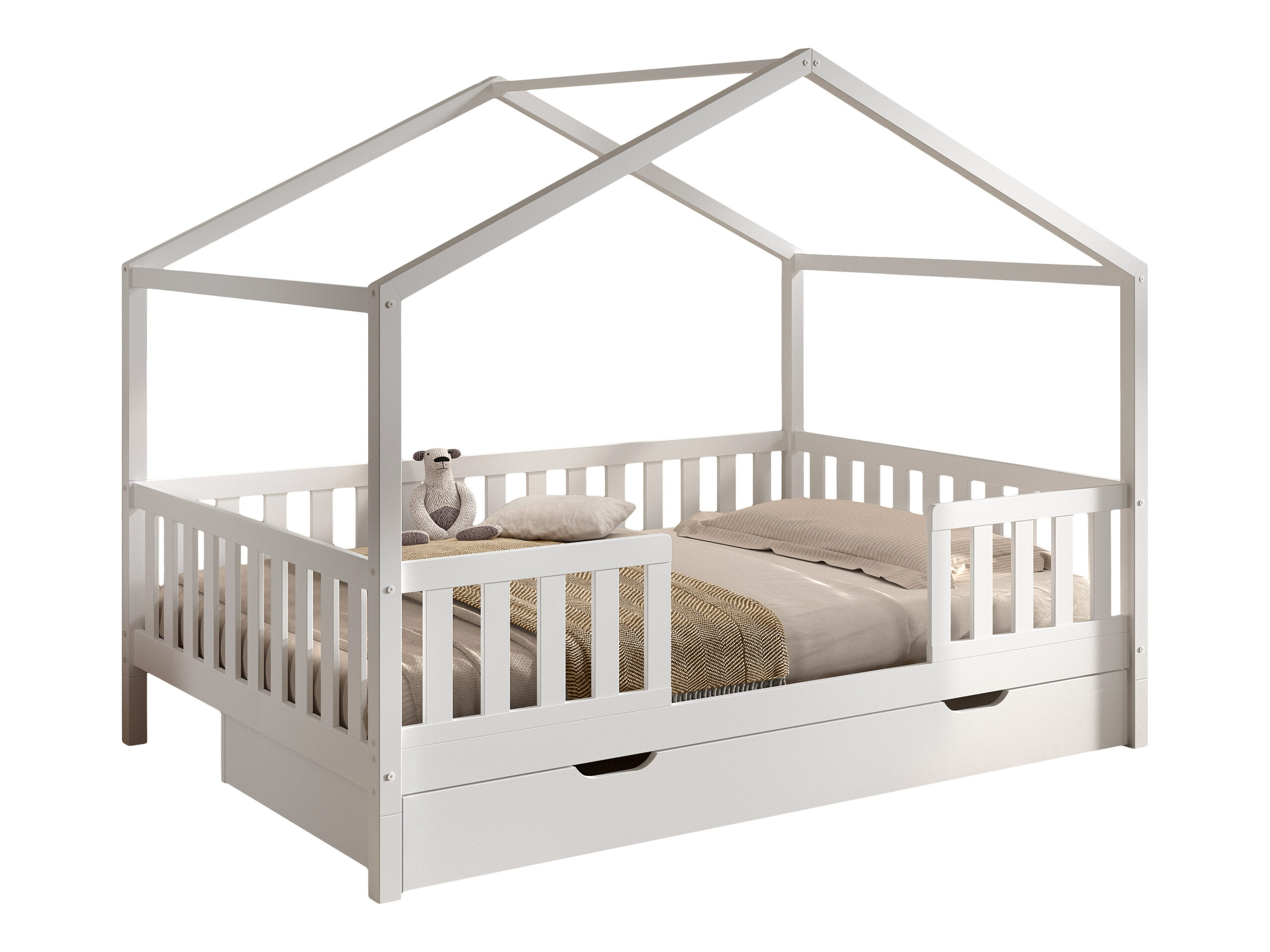 Vipack Dallas combo huisbed met bedlade en uitvalbeschermer 140x200 wit