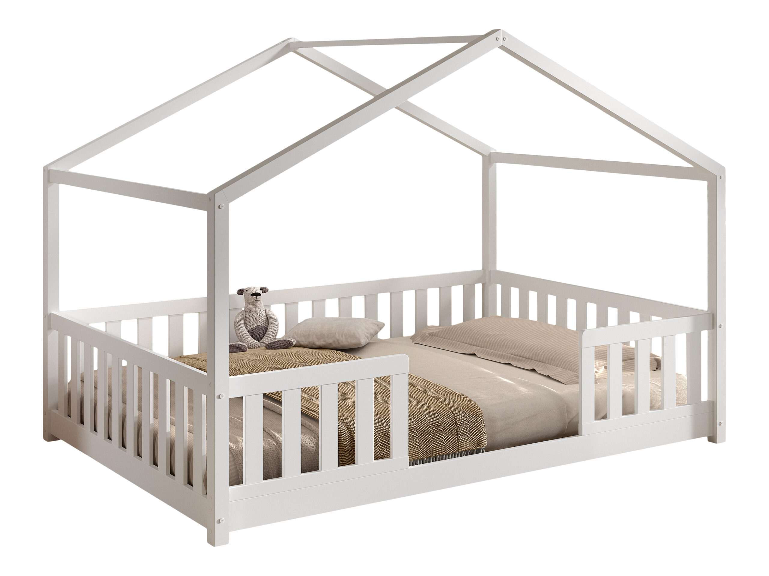 Vipack Dallas combo Montessori huisbed met uitvalbeschermer 140x200 wit