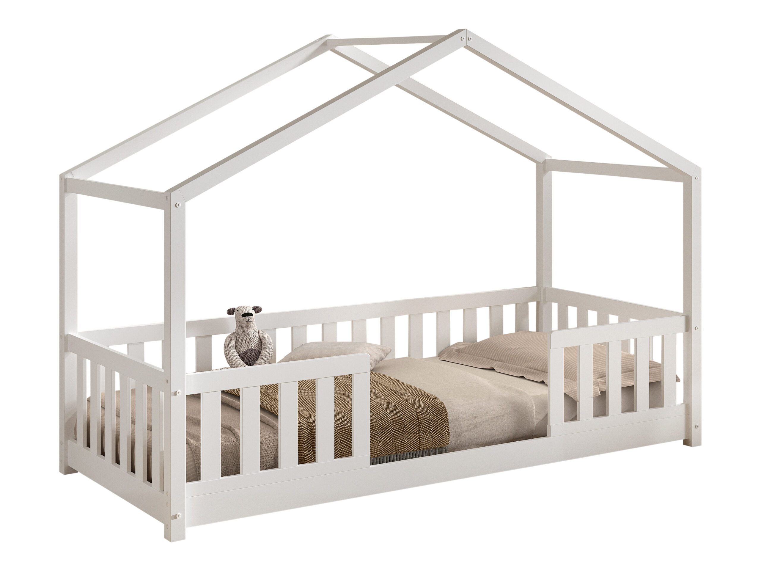 Vipack Dallas combo Montessori huisbed met uitvalbeschermer 90x200 wit