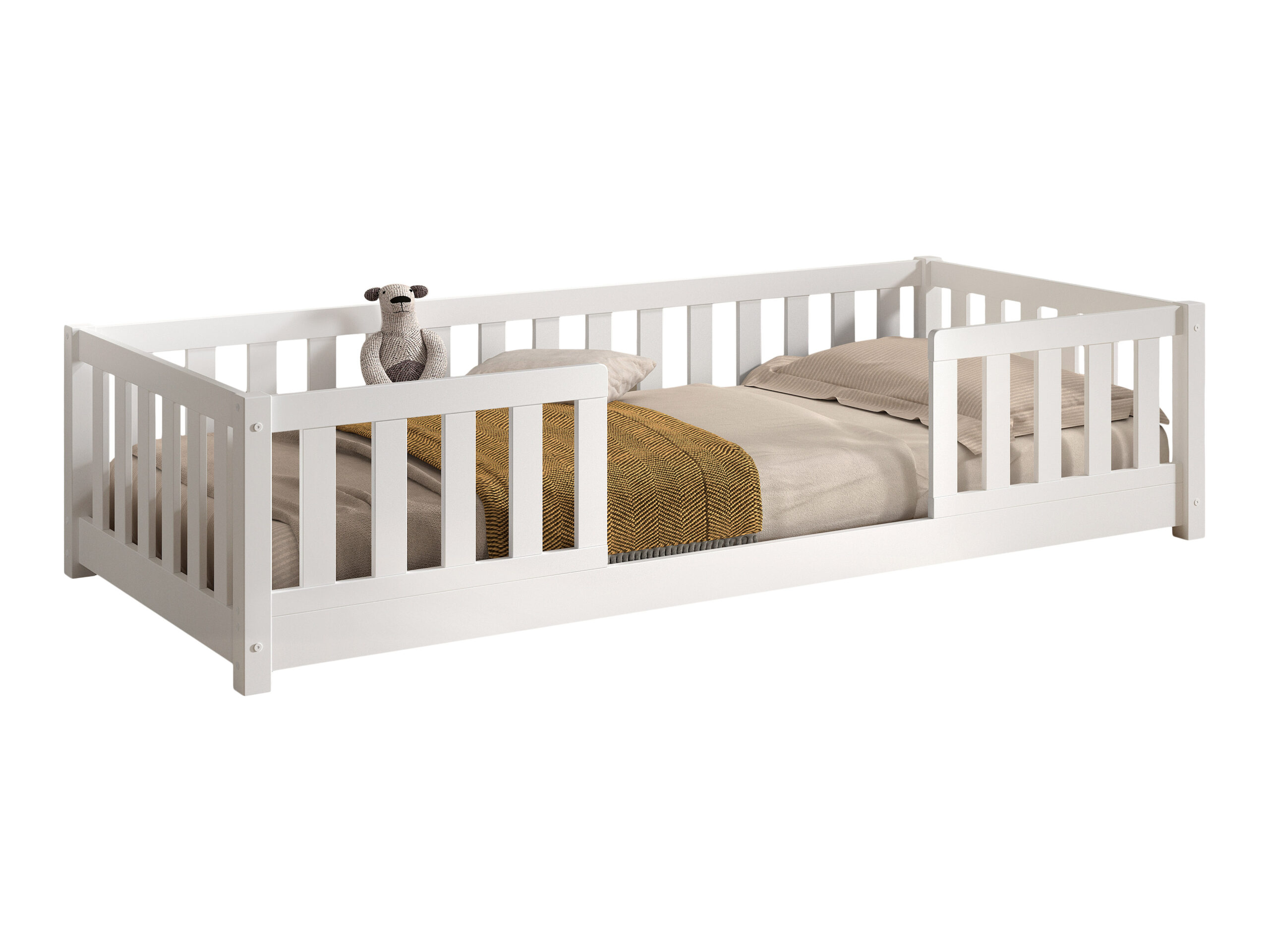 Vipack Dallas combo Montessori vloerbed met uitvalbeschermer 90x200 wit