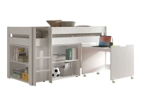 Vipack Primo halfhoogslaper met 2 boekenkasten en uitschuifbaar bureau - wit