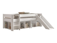 Vipack Primo lage halfhoogslaper met glijbaan en 3 boekenkasten - wit