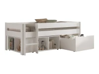 Vipack Primo lage halfhoogslaper met 2 boekenkasten en opberglade - wit