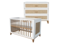 Théo-Bébé Nami Neige 2-delige babykamer - wit / rotan