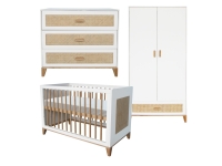 Théo-Bébé Nami Neige 3-delige babykamer - wit / rotan