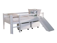 Vipack Forrest Beech lage halfhoogslaper met glijbaan en opbergbakken - wit beuken